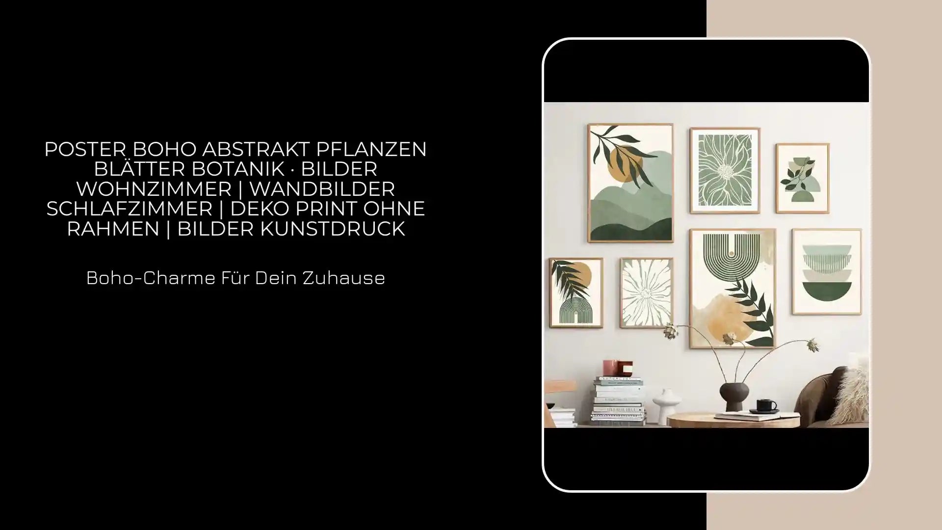 Poster Boho Abstrakt Pflanzen Bl&auml;tter Botanik &middot; Bilder Wohnzimmer | Wandbilder Schlafzimmer | Deko Print ohne Rahmen | Bilder Kunstdruck by@Outfy