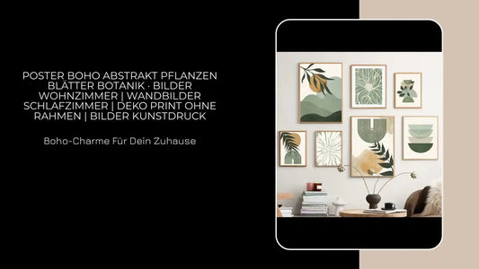 Poster Boho Abstrakt Pflanzen Bl&auml;tter Botanik &middot; Bilder Wohnzimmer | Wandbilder Schlafzimmer | Deko Print ohne Rahmen | Bilder Kunstdruck by@Outfy