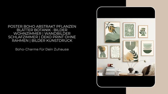 Poster Boho Abstrakt Pflanzen Blätter Botanik · Bilder Wohnzimmer | Wandbilder Schlafzimmer | Deko Print ohne Rahmen | Bilder  Kunstdruck