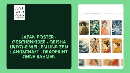 Japan Poster · Geschenkidee · Geisha Ukiyo-e Wellen und Zen Landschaft · Dekoprint ohne Rahmen by@Outfy