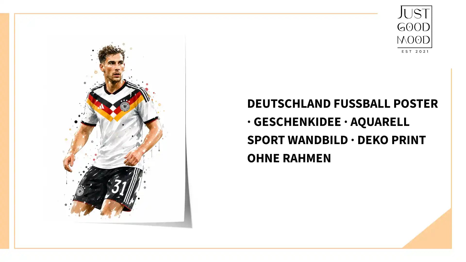 Deutschland Fussball Poster &middot; Geschenkidee &middot; Aquarell Sport Wandbild &middot; Deko Print ohne Rahmen by@Outfy