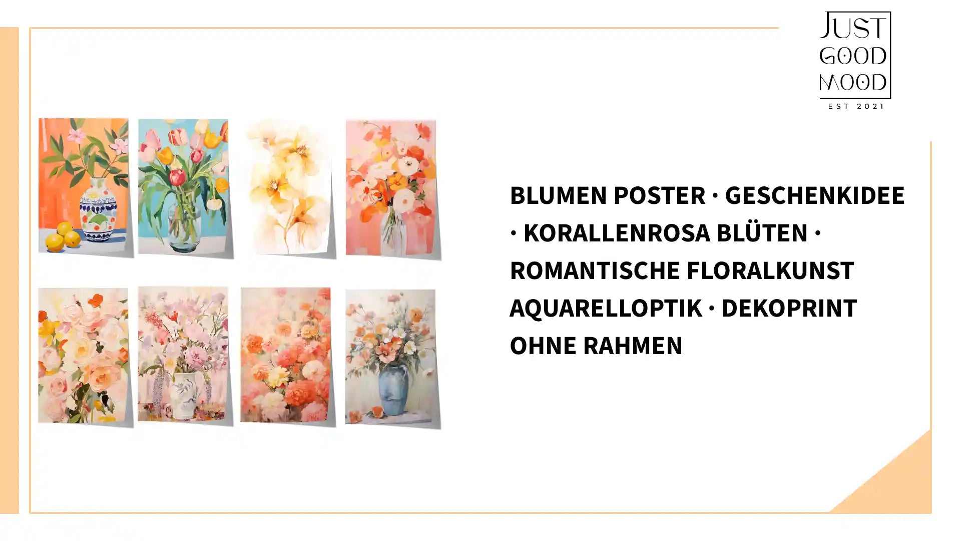 Blumen Poster &middot; Geschenkidee &middot; Korallenrosa Bl&uuml;ten &middot; Romantische Floralkunst Aquarelloptik &middot; Dekoprint ohne Rahmen by@Outfy