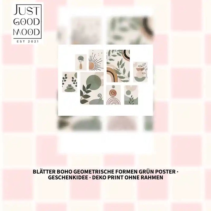 Blätter Boho Poster – Premium Baumwoll-Canvas