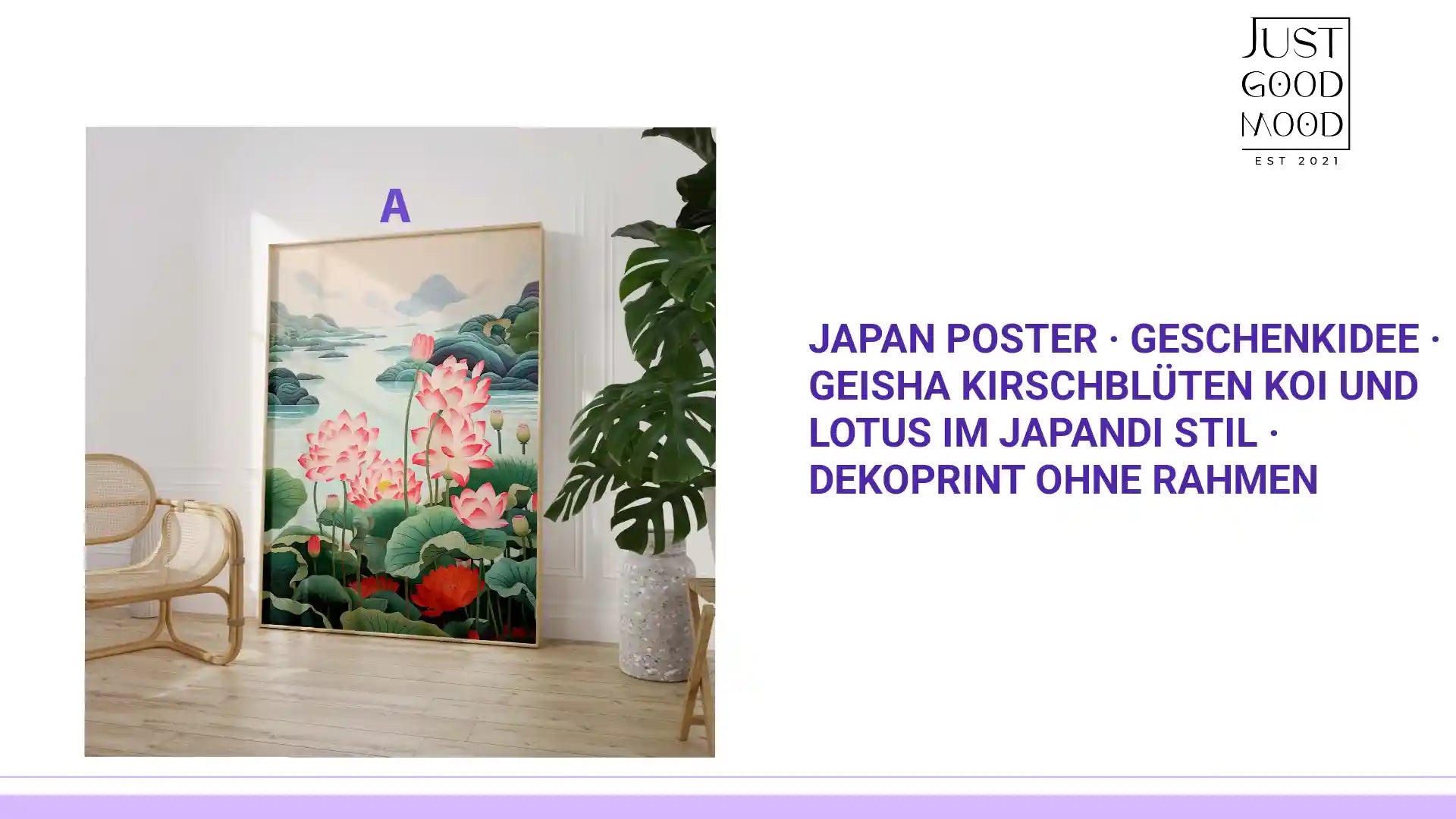 Japan Poster &middot; Geschenkidee &middot; Geisha Kirschbl&uuml;ten Koi und Lotus im Japandi Stil &middot; Dekoprint ohne Rahmen by@Outfy
