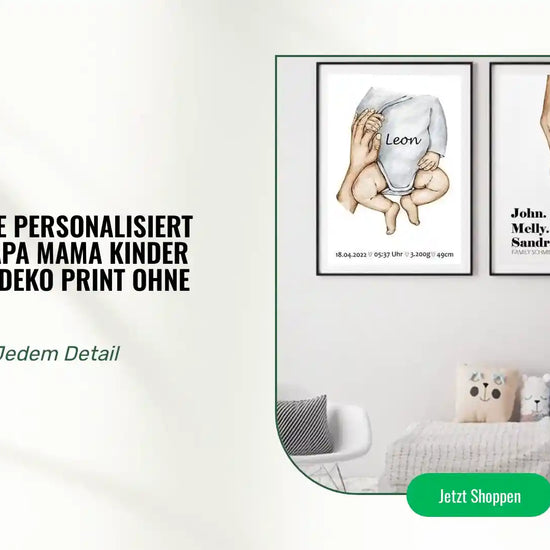 Poster Familie Personalisiert mit H&auml;nden Papa Mama Kinder und Baby als Deko Print ohne Rahmen by@Outfy