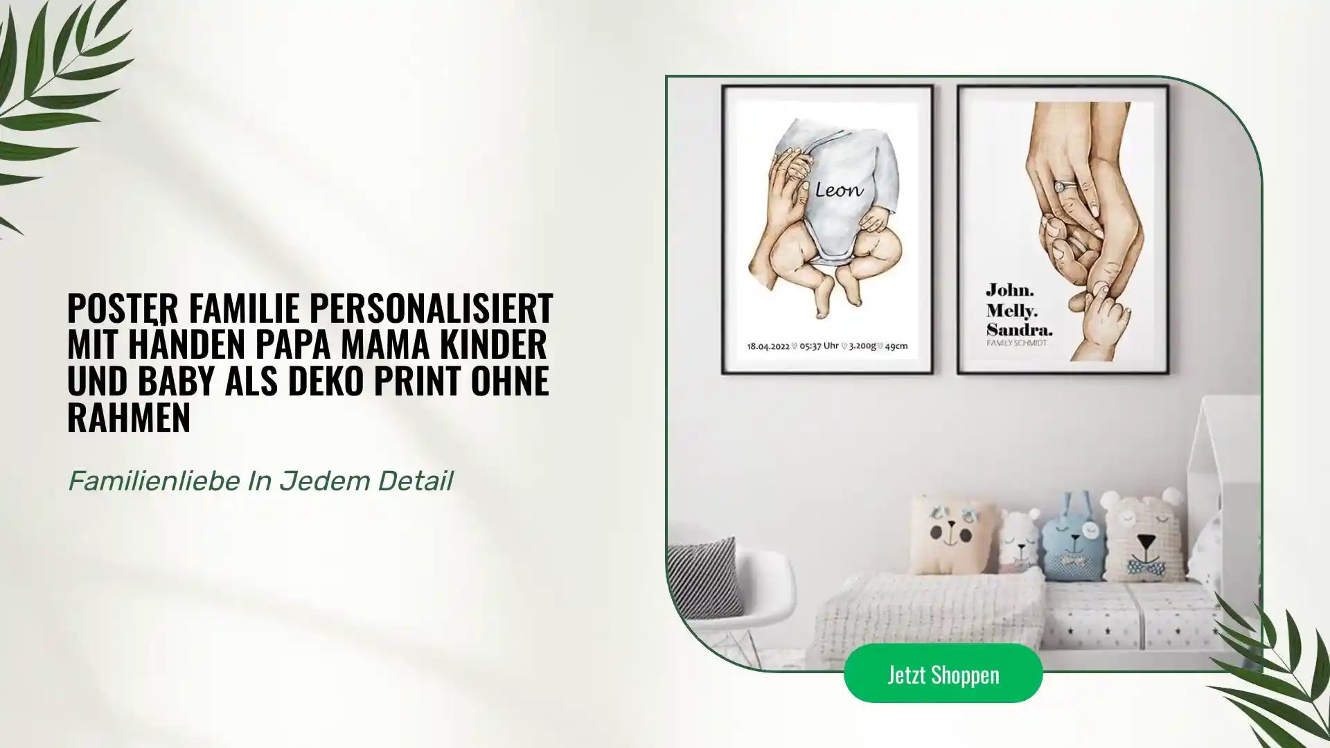 Poster Familie Personalisiert mit H&auml;nden Papa Mama Kinder und Baby als Deko Print ohne Rahmen by@Outfy