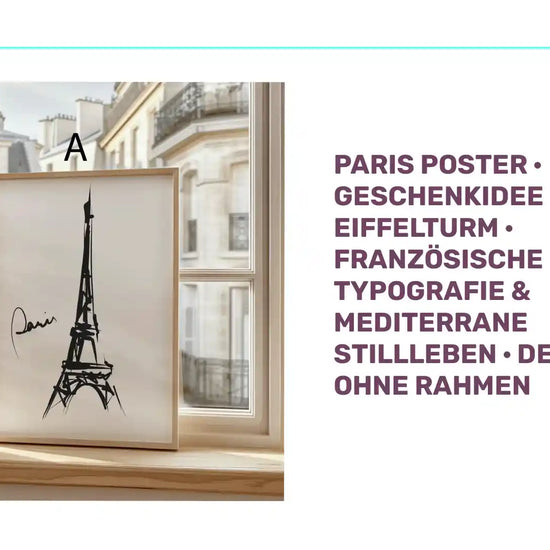 Paris Poster &middot; Geschenkidee &middot; Eiffelturm &middot; franz&ouml;sische Typografie &amp; mediterrane Stillleben &middot; Dekoprint ohne Rahmen by@Outfy