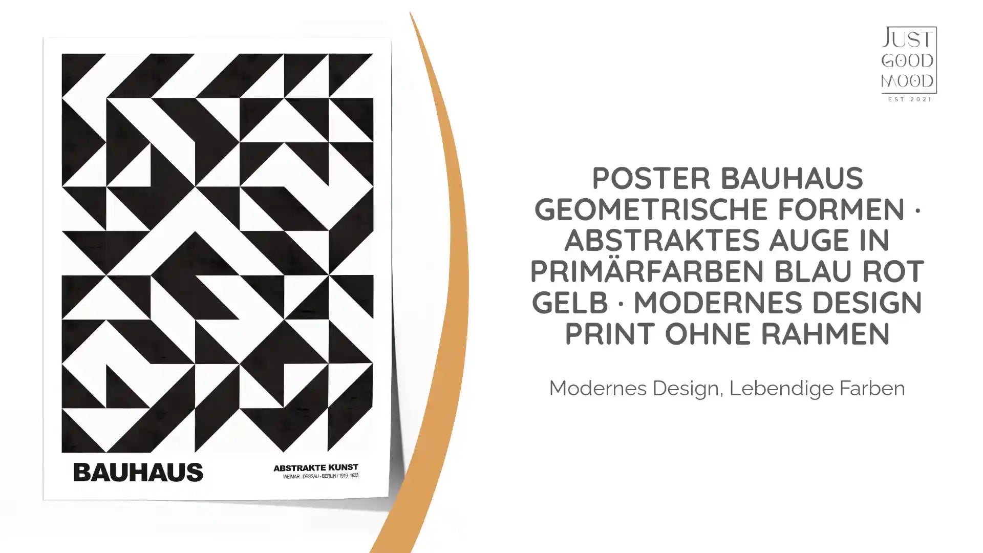 Poster Bauhaus Geometrische Formen &middot; Abstraktes Auge in Prim&auml;rfarben Blau Rot Gelb &middot; Modernes Design Print ohne Rahmen by@Outfy