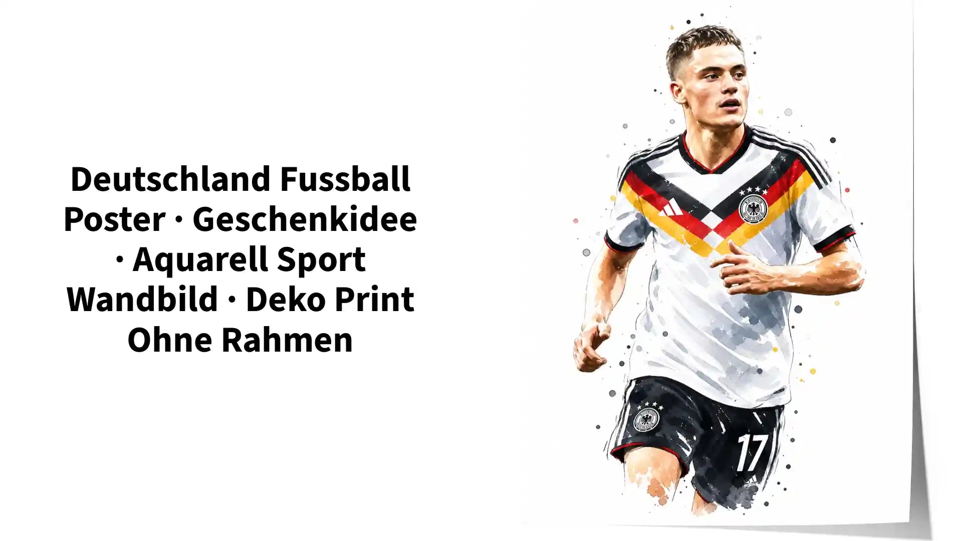 Deutschland Fussball Poster &middot; Geschenkidee &middot; Aquarell Sport Wandbild &middot; Deko Print ohne Rahmen by@Outfy