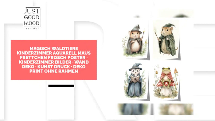 JUSTGOODMOOD Poster Waldtiere – Premium Aquarellkunst