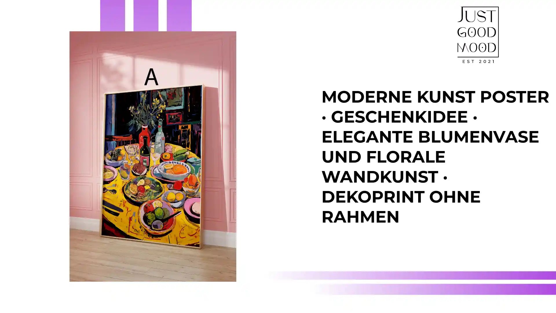 Moderne Kunst Poster &middot; Geschenkidee &middot; Elegante Blumenvase und Florale Wandkunst &middot; Dekoprint ohne Rahmen by@Outfy