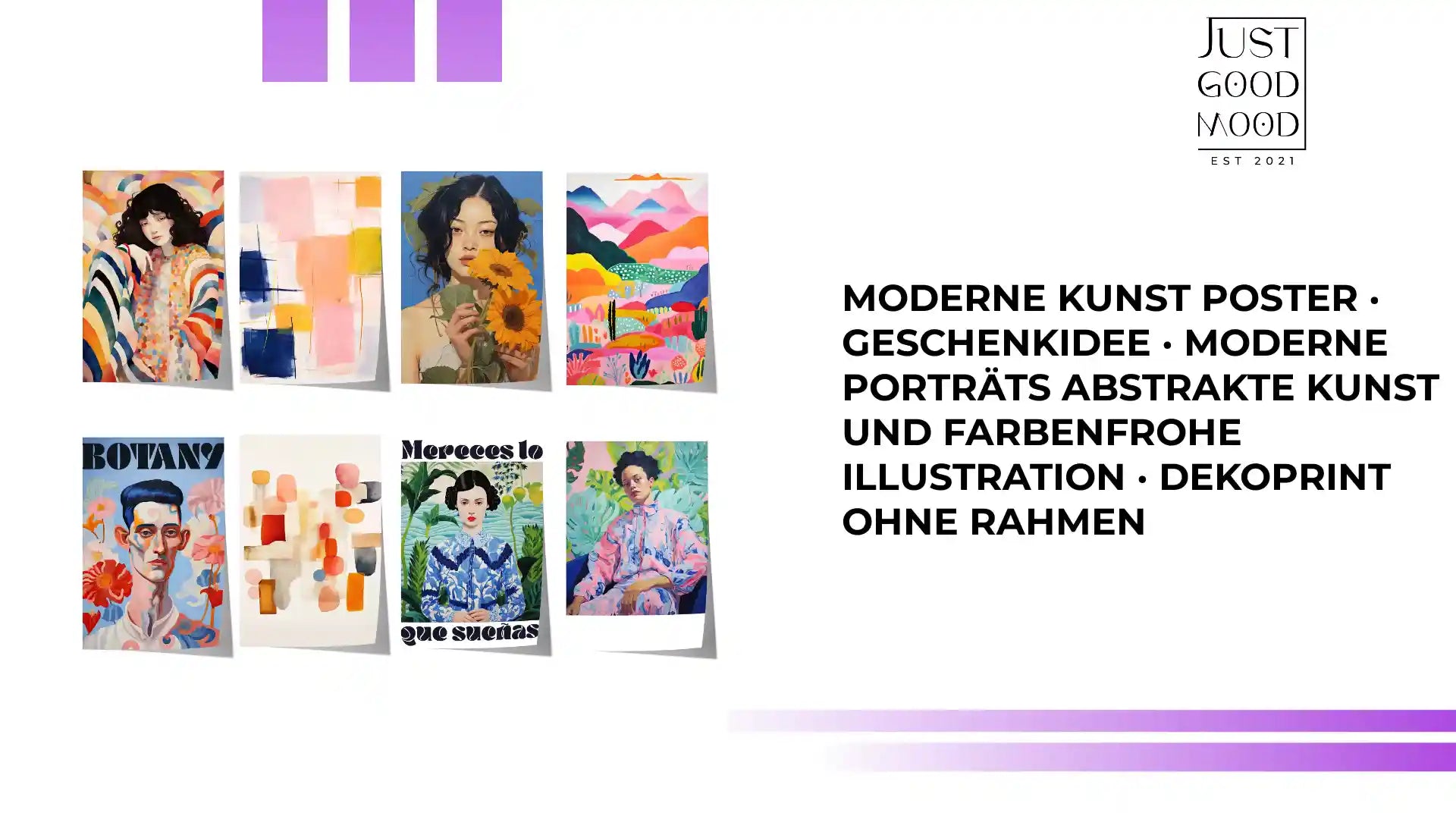 Moderne Kunst Poster &middot; Geschenkidee &middot; Moderne Portr&auml;ts Abstrakte Kunst und Farbenfrohe Illustration &middot; Dekoprint ohne Rahmen by@Outfy