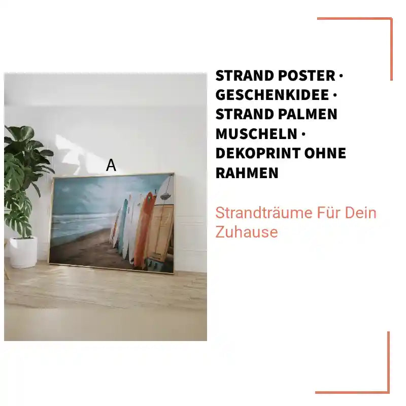 Strand Poster &middot; Geschenkidee &middot; Strand Palmen Muscheln &middot; Dekoprint ohne Rahmen by@Outfy