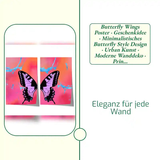 Butterfly Wings Poster · Geschenkidee · Minimalistisches Butterfly Style Design · Urban Kunst · Moderne Wanddeko · Print ohne Rahmen