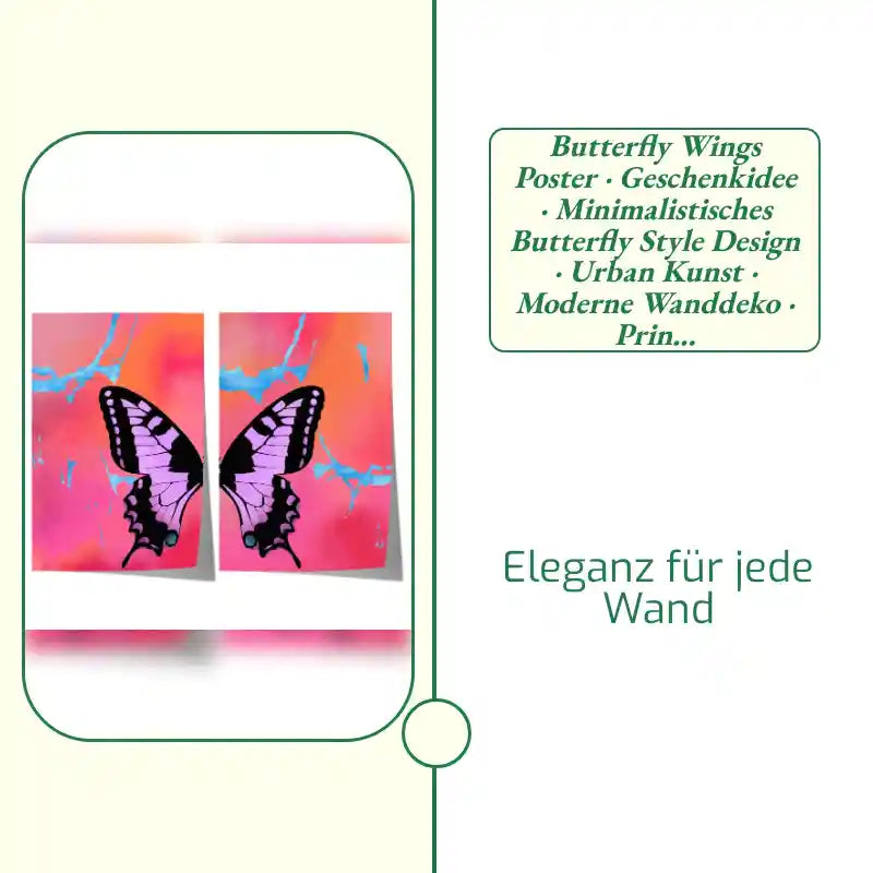 Butterfly Wings Poster &middot; Geschenkidee &middot; Minimalistisches Butterfly Style Design &middot; Urban Kunst &middot; Moderne Wanddeko &middot; Print ohne Rahmen by@Outfy