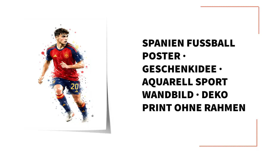 Spanien Fussball Poster &middot; Geschenkidee &middot; Aquarell Sport Wandbild &middot; Deko Print ohne Rahmen by@Outfy