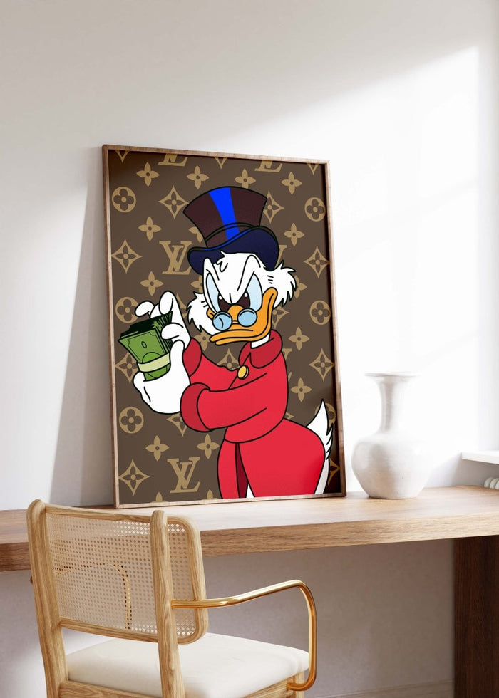 Reicher Cartoon Ente Poster – Premium Baumwolle