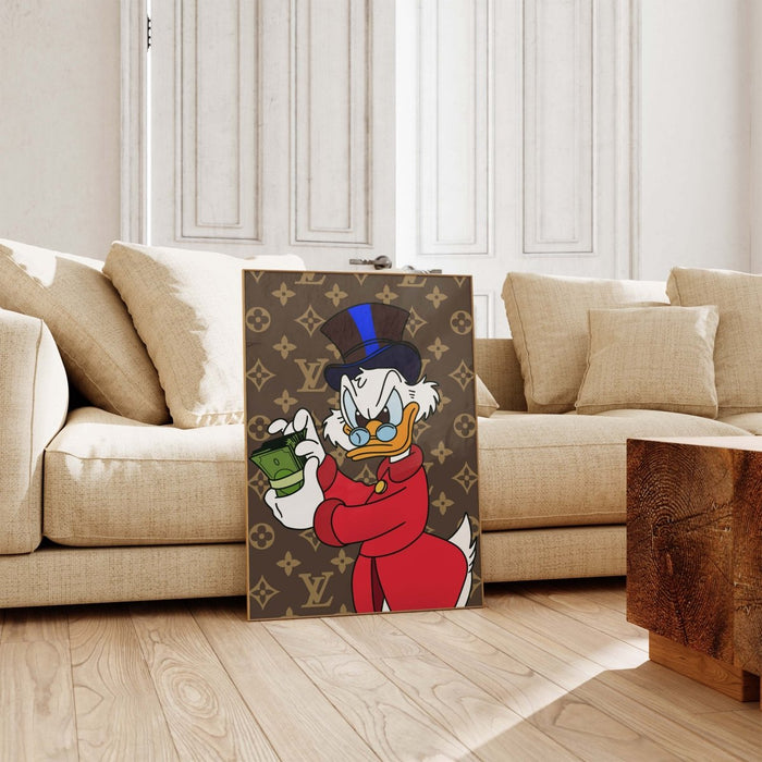 Reicher Cartoon Ente Poster – Premium Baumwolle
