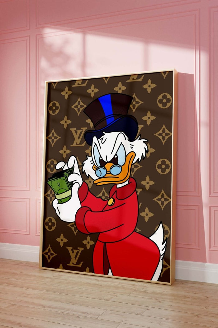 Reicher Cartoon Ente Poster – Premium Baumwolle