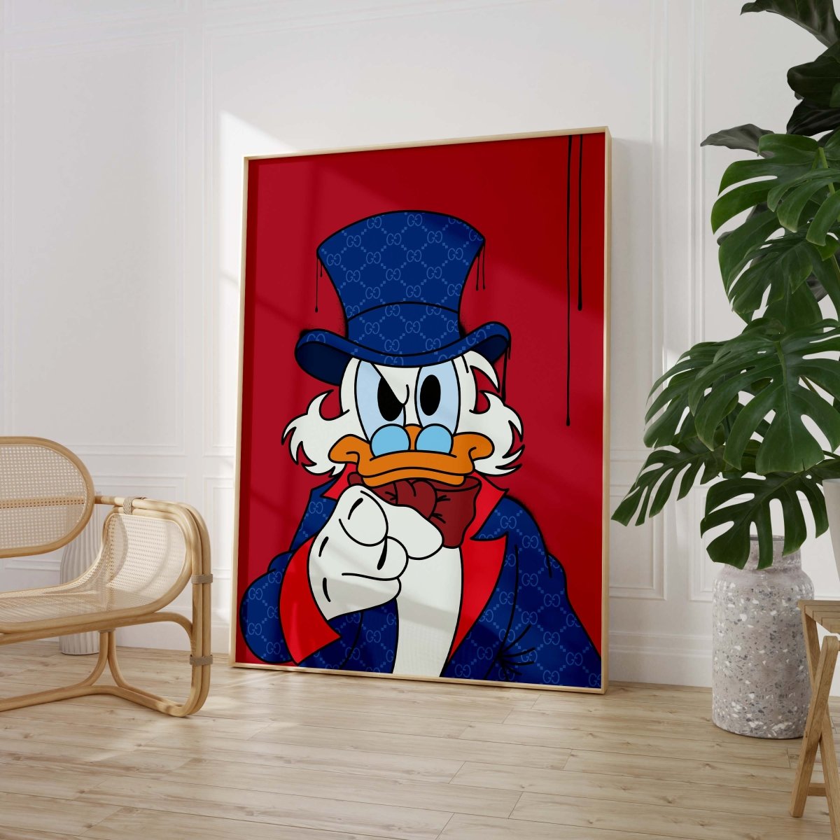 Rich Duck Cartoon Poster · Luxury Street Art Style · Pop Art Illustration · Geld Design · Moderne Wandkunst · Print ohne Rahmen - justgoodmood