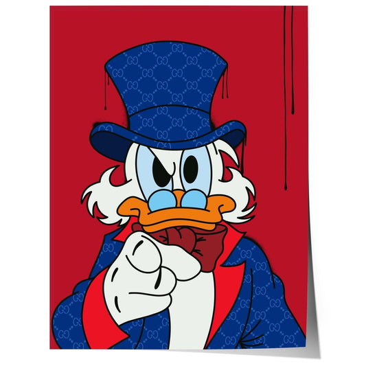 Rich Duck Cartoon Poster · Luxury Street Art Style · Pop Art Illustration · Geld Design · Moderne Wandkunst · Print ohne Rahmen - justgoodmood