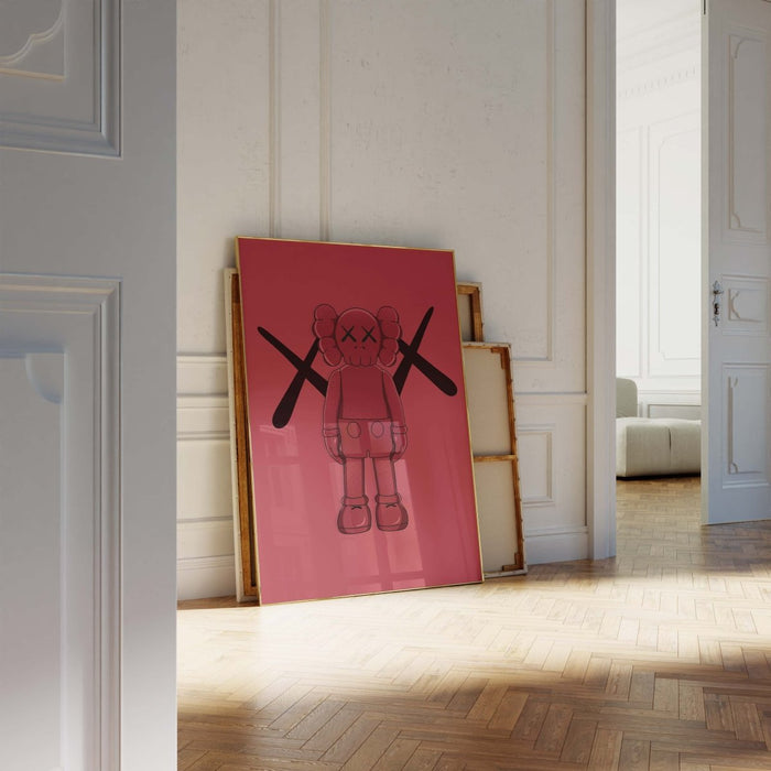 JUSTGOODMOOD Rotes Street Art Poster auf Baumwolle