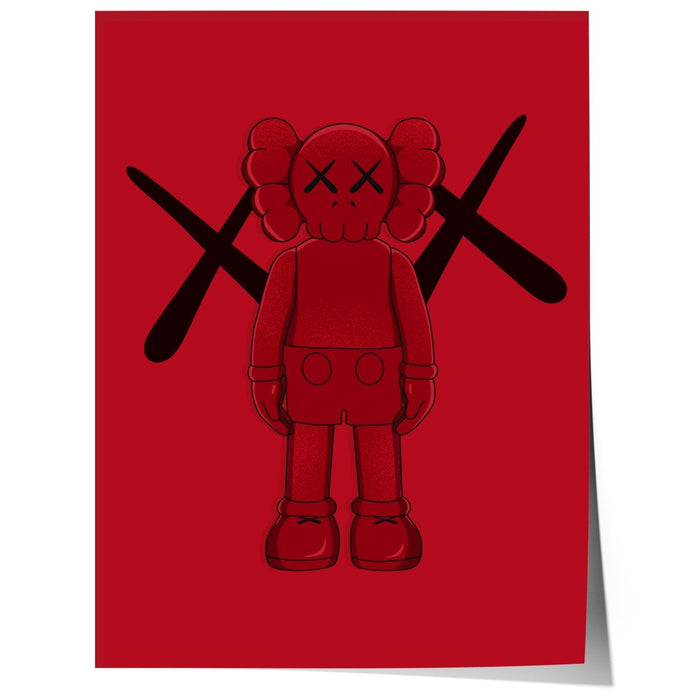 JUSTGOODMOOD Rotes Street Art Poster auf Baumwolle