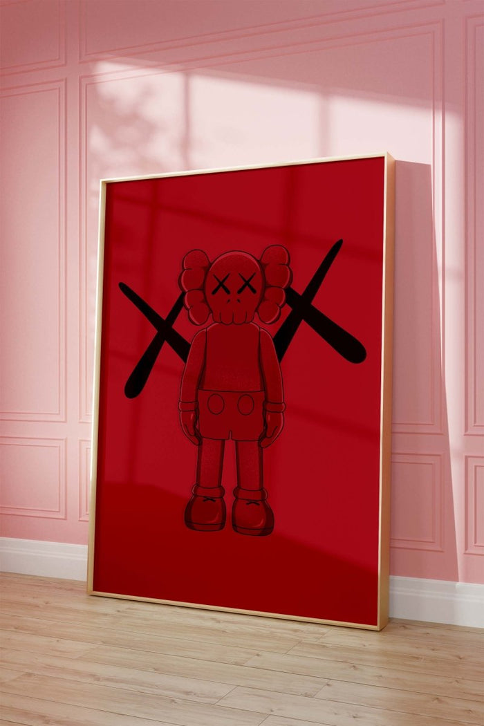 JUSTGOODMOOD Rotes Street Art Poster auf Baumwolle