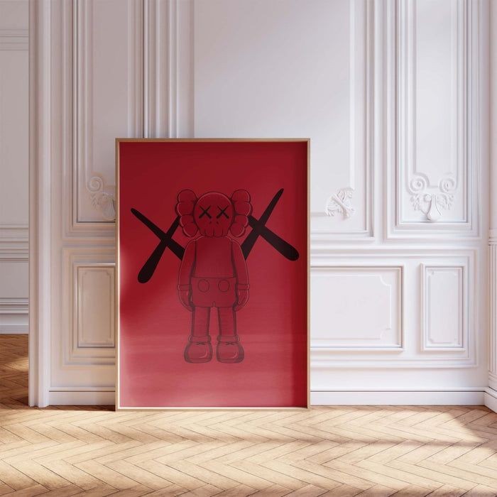 JUSTGOODMOOD Rotes Street Art Poster auf Baumwolle