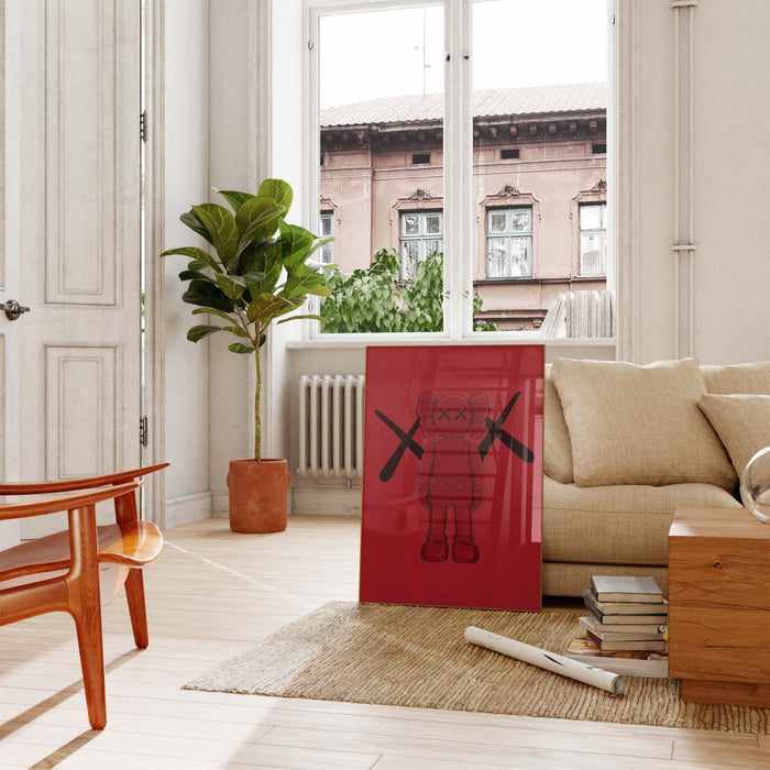 JUSTGOODMOOD Rotes Street Art Poster auf Baumwolle