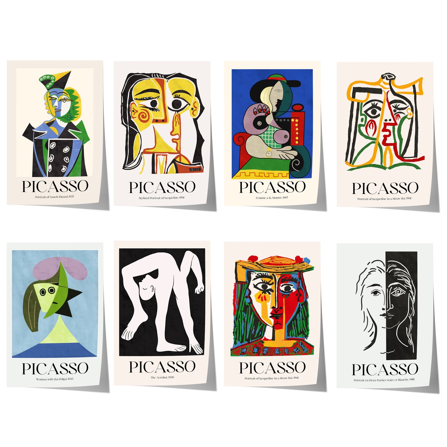 Pablo Picasso Poster · Geschenkidee · Abstrakte Porträts Kubistische Gesichter Farbige Kunst · Dekoprint ohne Rahmen