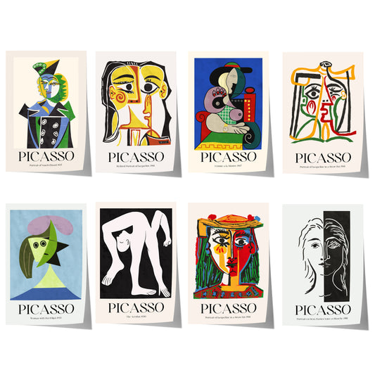 Pablo Picasso Poster · Geschenkidee · Abstrakte Porträts Kubistische Gesichter Farbige Kunst · Dekoprint ohne Rahmen