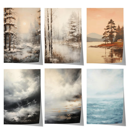 Vintage Landschaft Poster · Geschenkidee · Wald- und Meereslandschaften · Dekoprint ohne Rahmen