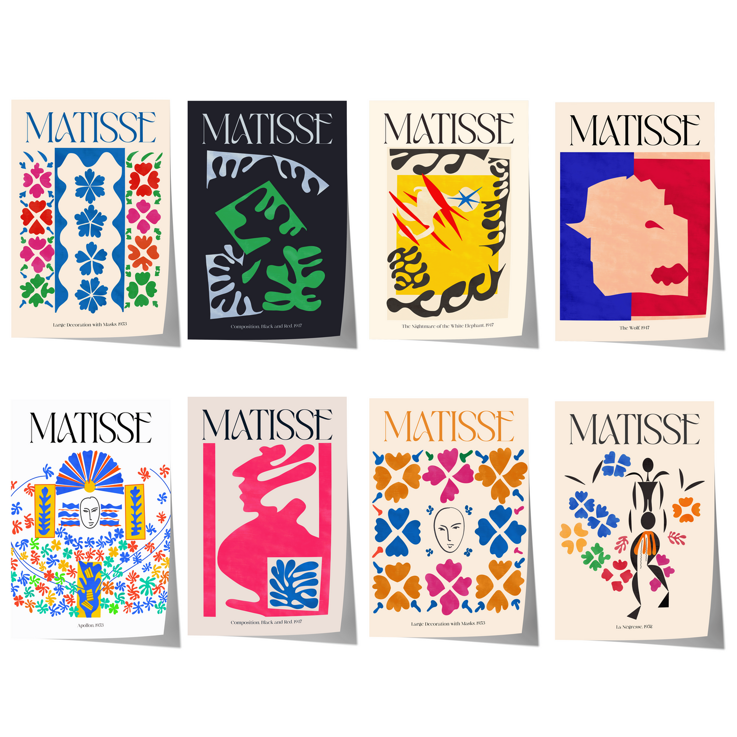 Henri Matisse Poster · Geschenkidee · Scherenschnitt Masken Abstrakte Formen Bunte Kompositionen · Dekoprint ohne Rahmen