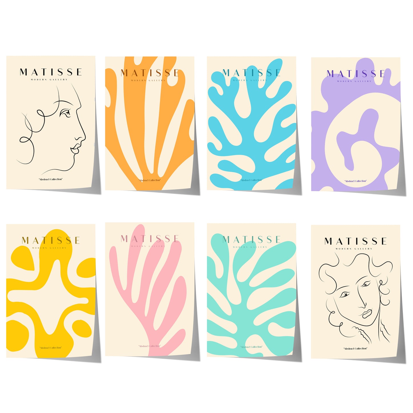 Matisse Poster · Geschenkidee · Abstrakte Formen Scherenschnitt Line Art Frauenporträts · Dekoprint ohne Rahmen