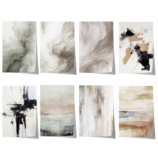 Abstrakte Poster · Geschenkidee · Sanfte Aquarellformen Neutrale Farben Minimalistische Kompositionen Zeitlose Wandkunst · Dekoprint ohne Rahmen