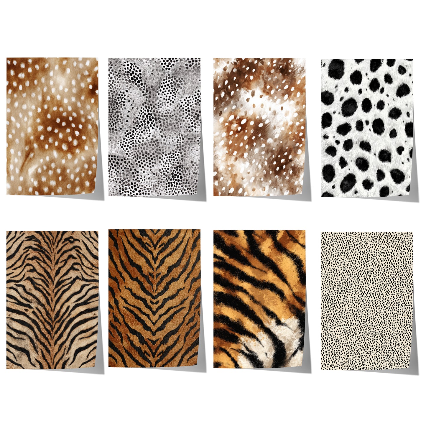 Tiermuster Poster · Geschenkidee · Tierfell Muster Wildtiere Leopard und Tiger Texturen · Dekoprint ohne Rahmen
