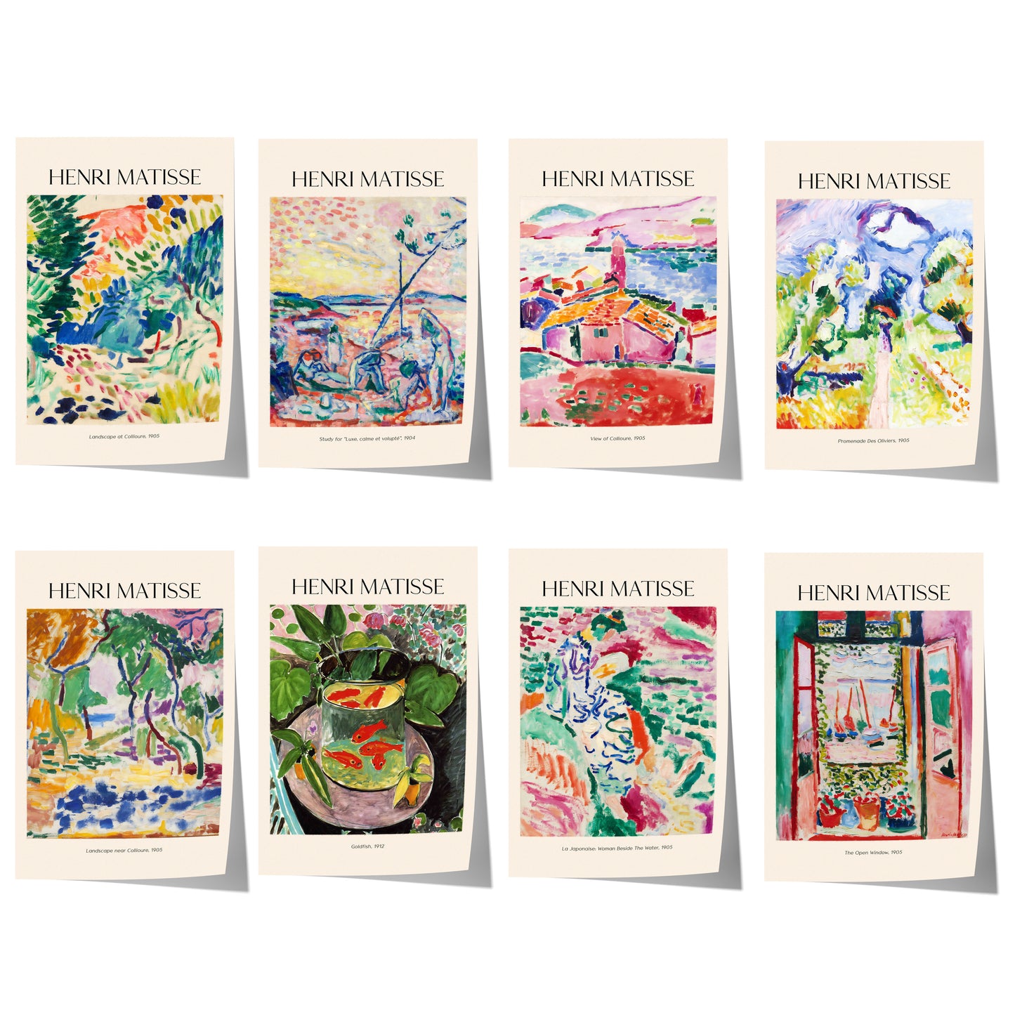 Henri Matisse Poster · Geschenkidee · Collioure Landschaften Goldfisch Offenes Fenster Fauvistisches Interieur · Dekoprint ohne Rahmen