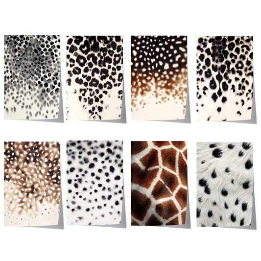 Tiermuster-Poster · Geschenkidee · Leopard Giraffe gepunktete Felloptik · Dekoprint ohne Rahmen