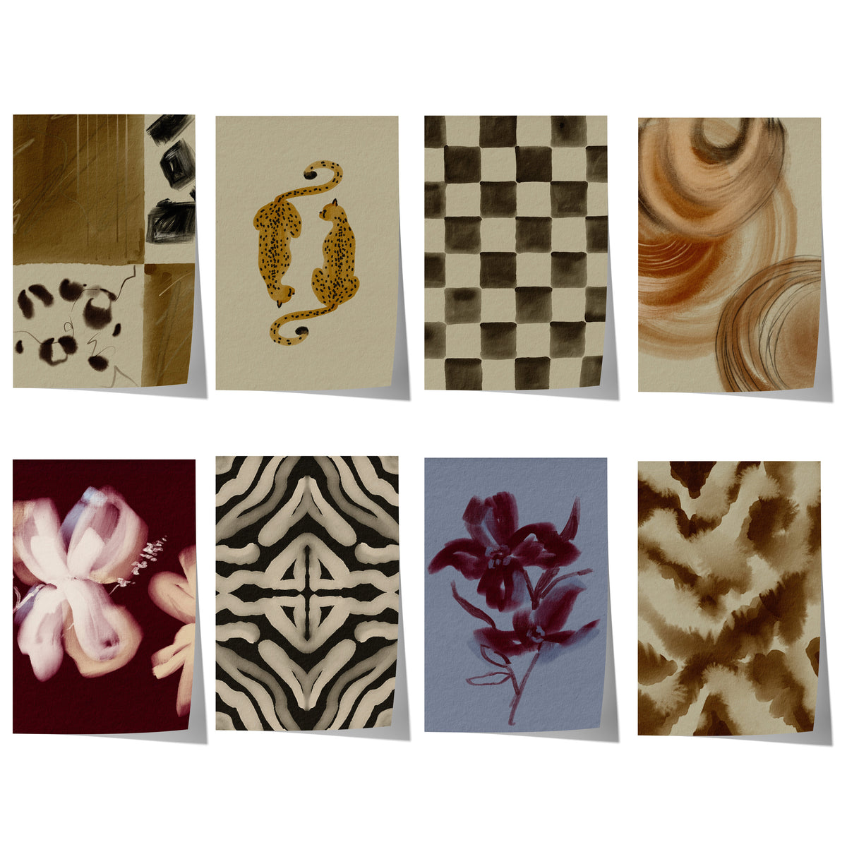 Poster Wandbilder Wohnzimmer · Leopard Schachbrett · Abstrakte Bilder ohne Rahmen ·