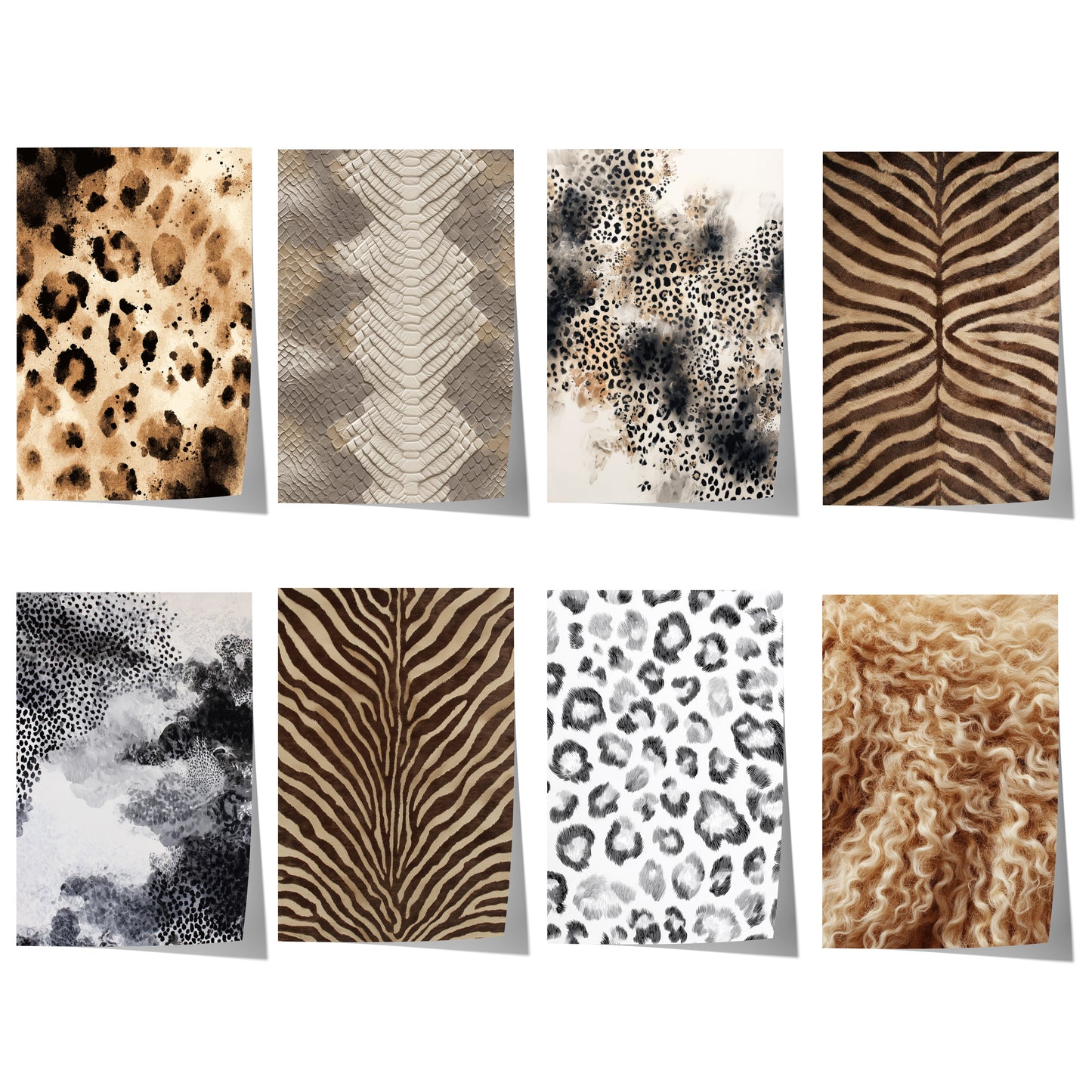 Tiermuster Poster · Geschenkidee · Leopard Zebra Schlange abstrakte Felloptik · Dekoprint ohne Rahmen
