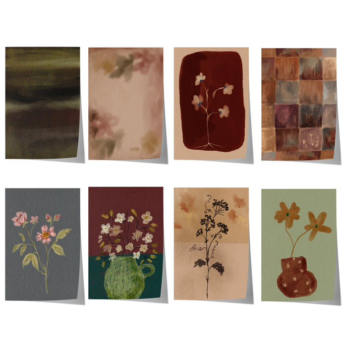 Geschenkidee · Botanische Blumen und Vase Poster Ästhetische Natur und Muster Kunst · Dekoprint ohne Rahmen | JUSTGOODMOOD