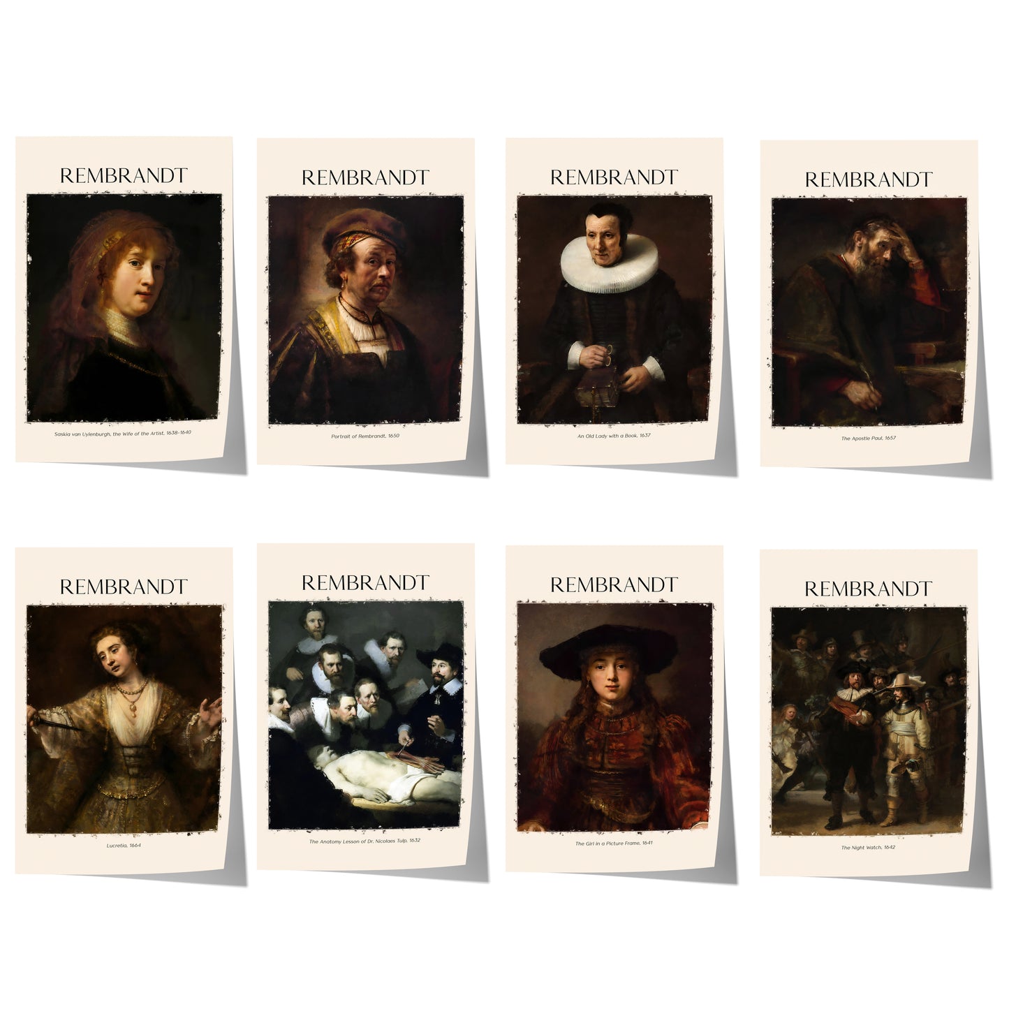 Rembrandt Poster · Geschenkidee · Barocke Porträts Die Nachtwache Niederländische Meisterwerke · Dekoprint ohne Rahmen