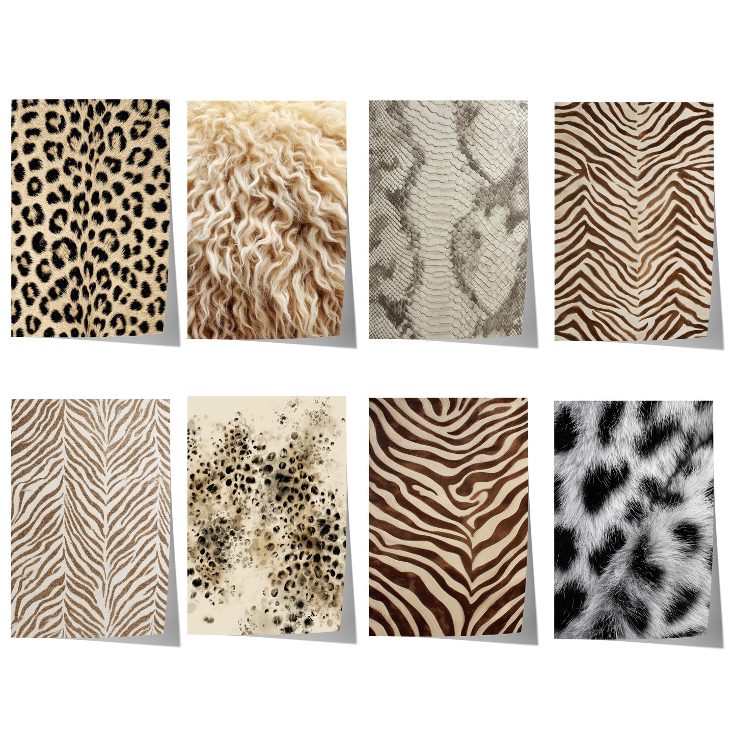 Tiermuster Poster · Geschenkidee · Leoard Zebra Tiger Schlange Felloptik · Dekoprint ohne Rahmen