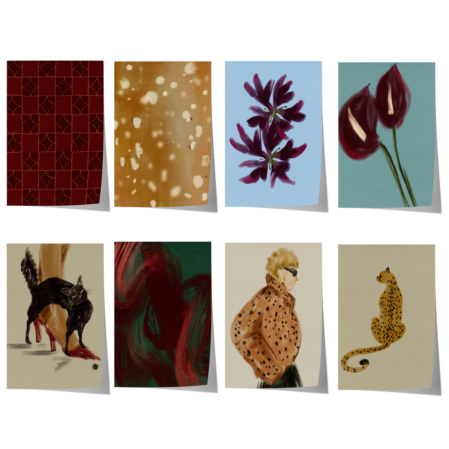 Modeposter Blumen · Animal Print & Raubkatzenmuster · Dekoprint ohne Rahmen