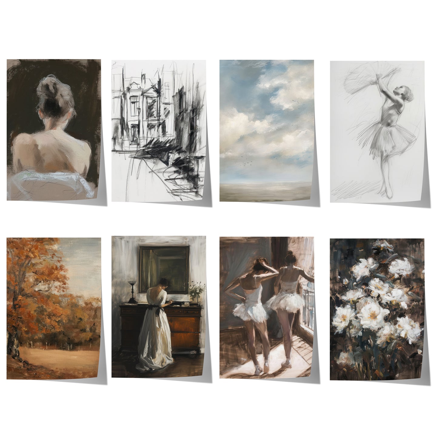 Moderne Vintage Kunst Poster · Geschenkidee · Ballett Landschaft Blumen Figurative Wandkunst · Dekoprint ohne Rahmen