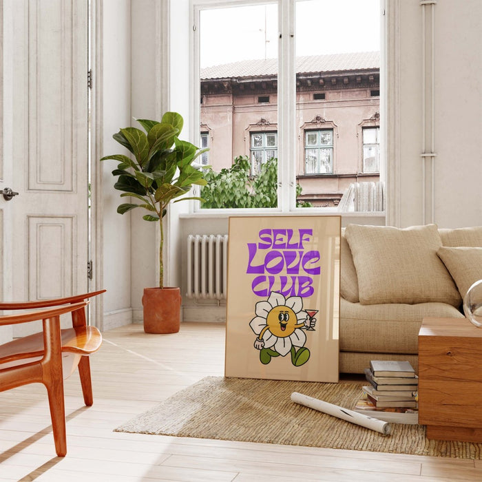 Self Love Club Poster – Premium Baumwoll-Canvas Kunst