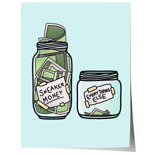 sneaker money jar illustration poster