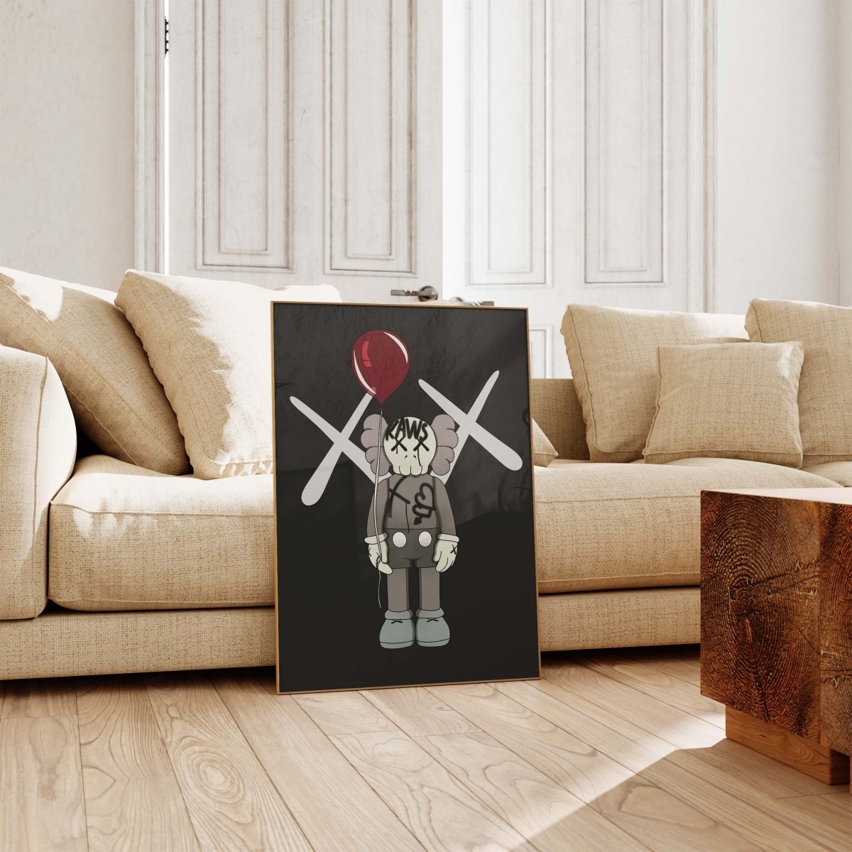 Street Art Figur mit Ballon Poster · Urban Pop Art Charakter · Moderne Graffiti Illustration · Print ohne Rahmen - justgoodmood