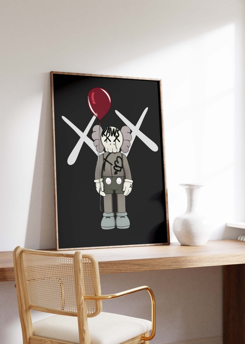 Street Art Figur mit Ballon Poster · Urban Pop Art Charakter · Moderne Graffiti Illustration · Print ohne Rahmen - justgoodmood